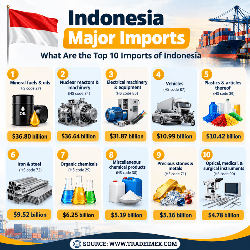Indonesia Major Imports: What Are the Top 10 Imports of Indonesia