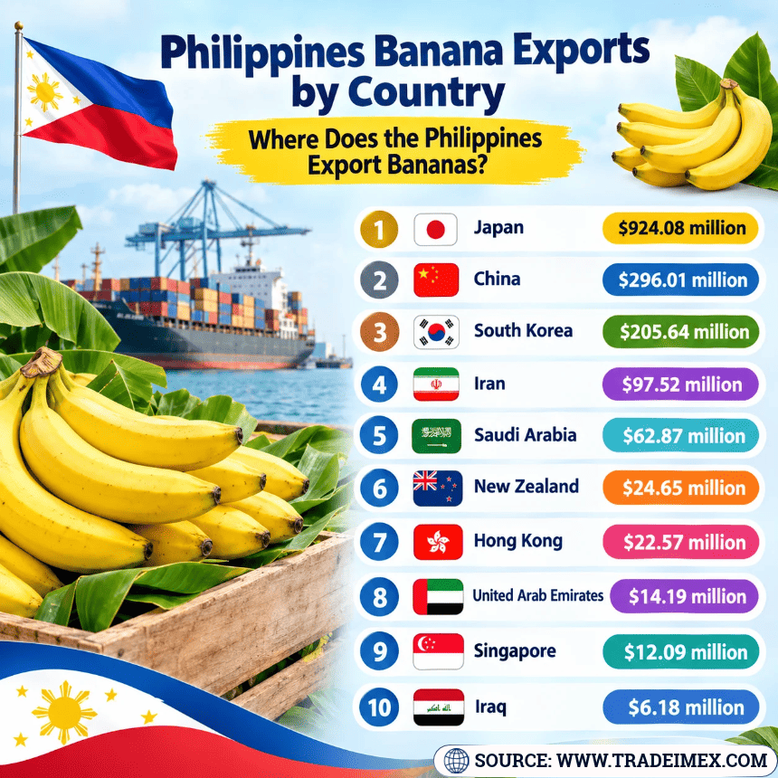 Philippines Banana Exports by Country: Where Does the Philippines Export Bananas?